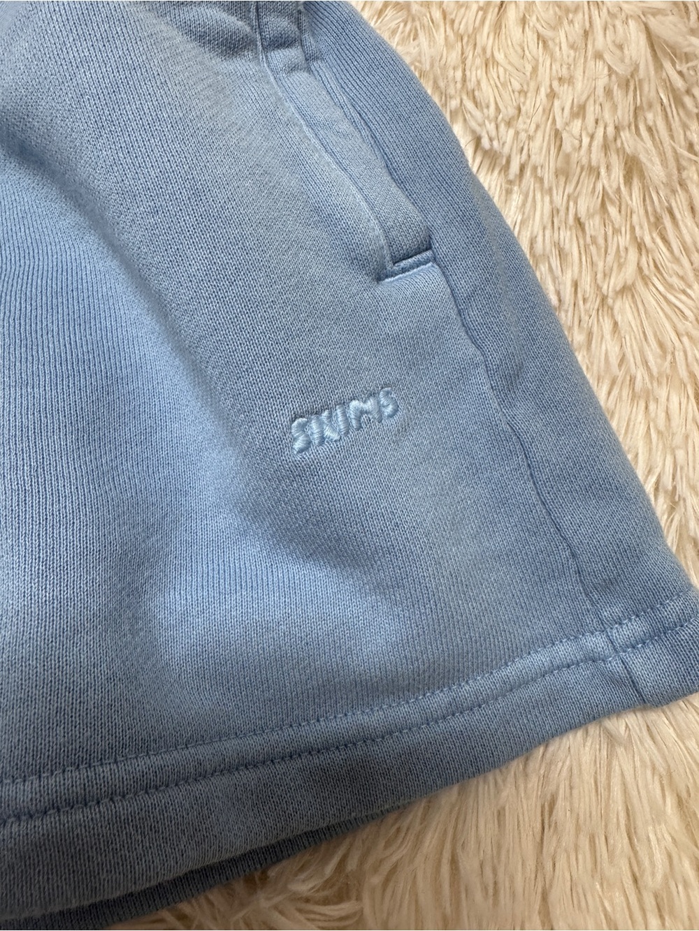 SKIMS Light Blue Terry Lounge Shorts - Picture 6 of 8